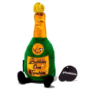 Punchkins Champagne Bottle "Bubbles Over Troubles" Plush Toy - NWT
